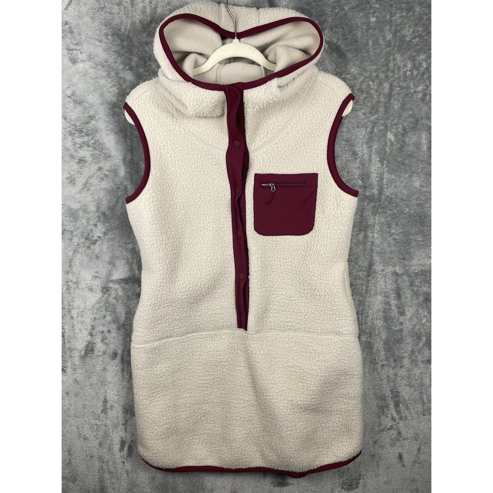 Title Nine Annapurna Fleece Dress Womens M Cream Burgundy Excellent TN-121011